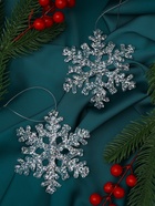 Ёлочные игрушки 2 шт. «Зимнее волшебство. Ажурная снежинка - переливы», 9.5 см, серебро - Фото 1