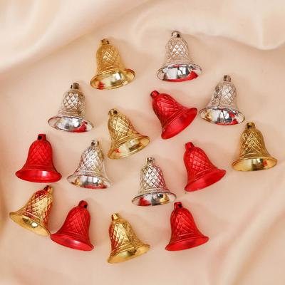 Ёлочные игрушки 12 шт. «Зимнее волшебство. Колокольчик в сеточку» пластик, 3×2.5 см, МИКС