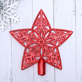 Звезда на ёлку (верхушка), ажурная, 15?15 см, красный (комплект 5 шт)