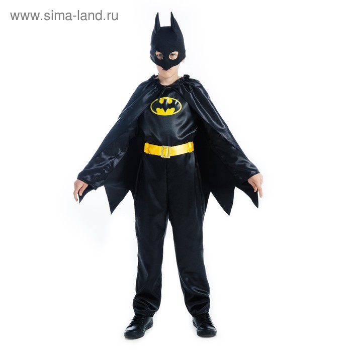 Карнавальный костюм «Бэтмен», комбинезон, маска, плащ, р. 34, рост 134 см - Фото 1
