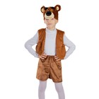 Карнавальный костюм «Бурый медвежонок», маска-шапочка, жилет, шорты, рост 122-128 см - фото 5816651