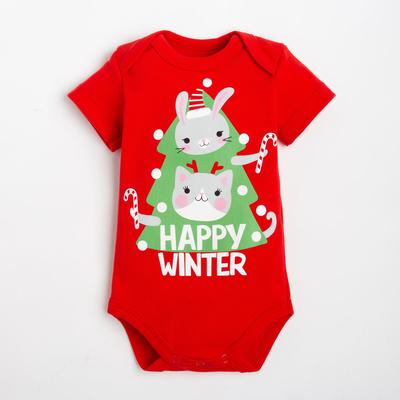 Боди Крошка Я Winter party, рост 86-92 см, красное