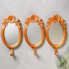 Крючки декоративные с зеркалом "Цветочные" набор 3 шт 38х25х4,2 см - фото 809332289