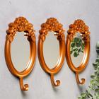 Крючки декоративные с зеркалом "Цветочные" набор 3 шт 38х25х4,2 см - фото 62186997
