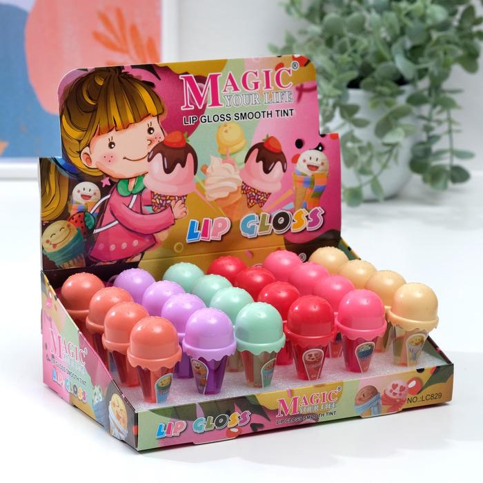 Блеск для губ «Вафельный рожок», микс цветов и ароматов, 7 г - Фото 1