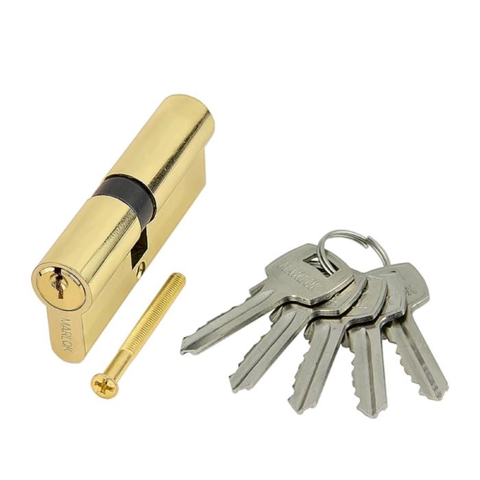 Цилиндр стальной MARLOK ЦМ 80(40/40)-5К англ. ключ/ключ, цвет золото - Фото 1