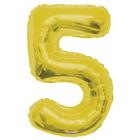 Шар фольгированный 34" цифра "5" золото - Фото 1