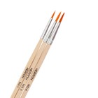 Набор кистей синтетика круглые 3 штуки (№1,3,4) с деревянными ручками в пакете - фото 6319817