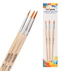 Набор кистей для рисования, синтетика, 3 штуки: № 1, 3, 4, круглые, деревянная ручка, международный размер - Фото 4