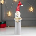 Сувенир керамика "Дедушка Мороз с звёздочкой в обнимку" серый с красным 23,6х5,9х7,2 см - фото 318362560
