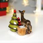 Сувенир керамика подсвечник "Оленёнок с ёлочками (зелёная и красная)" 11,8х9х11,8 см - Фото 5