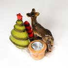 Сувенир керамика подсвечник "Оленёнок с ёлочками (зелёная и красная)" 11,8х9х11,8 см - Фото 6