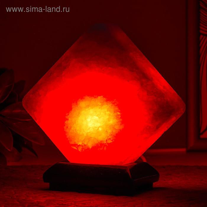 Соляной светильник «Кубик», LED, USB, красное свечение, белая соль, 10×9×7 см - Фото 1