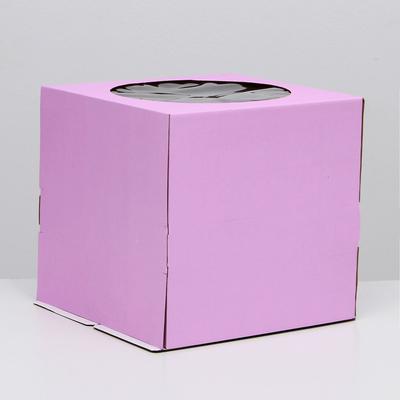 Кондитерская коробка, с окном, сиреневая, 30 х 30 х 30 см