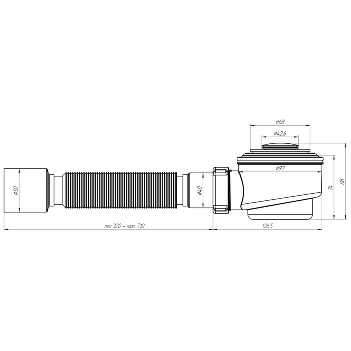 Сифон для душевого поддона "АНИ Пласт" E415CLS, 1 1/2"х50/60, гибкая труба 40/50 "клик-клак" - фото 18613296 Сифон для душевого поддона "АНИ Пласт" E415CLS, 1 1/2"х50/60, гибкая труба 40/50 "клик-клак" - фото 18613296