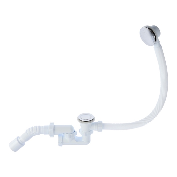 Сифон для ванны «АНИ Пласт» EC255S, 1 1/2"x40 мм, с переливом, гофрой 40×50 мм, "клик-клак" - Фото 1