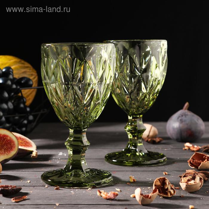 Набор бокалов из стекла Magistro «Круиз», 250 мл, 2 шт, цвет зелёный - Фото 1