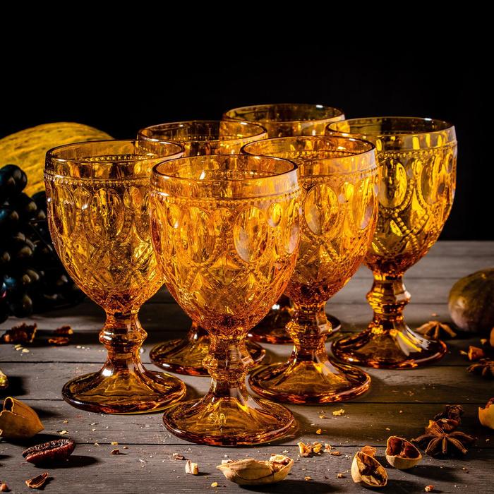 Набор бокалов из стекла Magistro «Варьете», 320 мл, 6 шт, цвет жёлтый - фото 1908586241