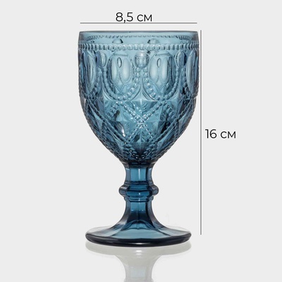 Бокалы для вина Magistro «Варьете», 320 мл, 8.5×16 см, набор 6 шт., стекло, синие
