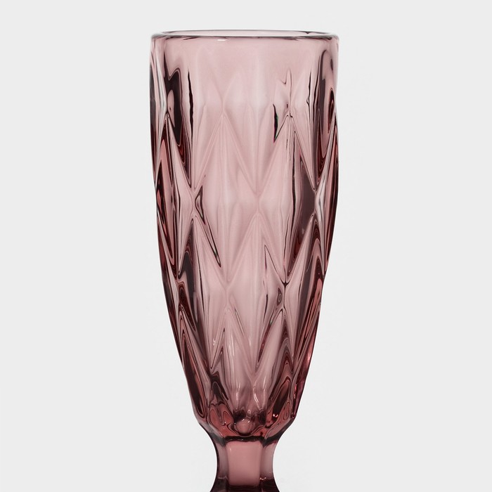 Набор бокалов из стекла для шампанского Magistro «Круиз», 160 мл, 7×20 см, 2 шт, цвет розовый - фото 1908586248