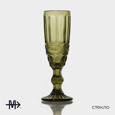 Бокалы для шампанского Magistro «Ла-Манш», 160 мл, 7×20 см, набор 2 шт., стекло, зелёные