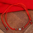 Браслет «Красная нить» стразинка круглая, белый в серебре - Фото 4