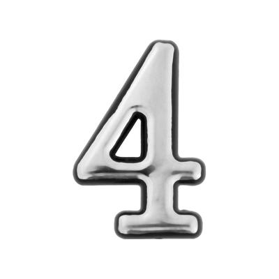 Цифра дверная 4 ТУНДРА, пластиковая, цвет хром, 1 шт.