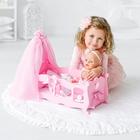 Кроватка для кукол с постельным бельем и балдахином, коллекция «Diamond princess» розовый - фото 9021568