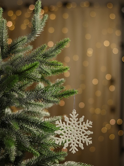 Ёлочные игрушки набор 3 шт. «Зимнее волшебство. Снежинка - зимнее мерцание», 10 см, белый