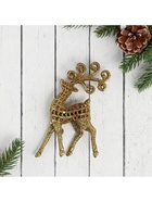 Ёлочные игрушки 2 шт. «Зимнее волшебство. Ажурный олень в блёстках» пластик, 5.5×12 см, серебро/золото - Фото 2