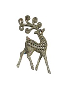 Ёлочные игрушки 2 шт. «Зимнее волшебство. Ажурный олень в блёстках» пластик, 5.5×12 см, серебро/золото 5043542