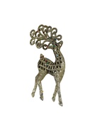 Ёлочные игрушки 2 шт. «Зимнее волшебство. Ажурный олень в блёстках» пластик, 5.5×12 см, серебро/золото 5043542