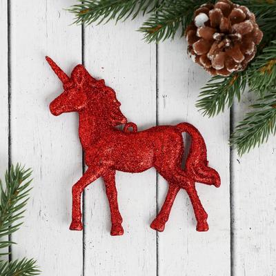 Набор ёлочных игрушек 2 шт. «Зимнее волшебство. Единорог блеск» пластик, 7х11 см, МИКС