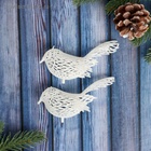 Ёлочные игрушки 2 шт. «Зимнее волшебство. Птички снежные» пластик, 6×3.5 см, белый - Фото 2