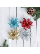 Ёлочные игрушки 4 шт. «Зимнее волшебство. Цветы ажурные - блеск», 8×8 см, МИКС - Фото 2