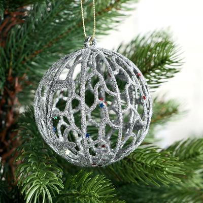 Ёлочные игрушки «Сфера блеска», шары новогодние, d=8 см, набор 2 шт., серебро, золото