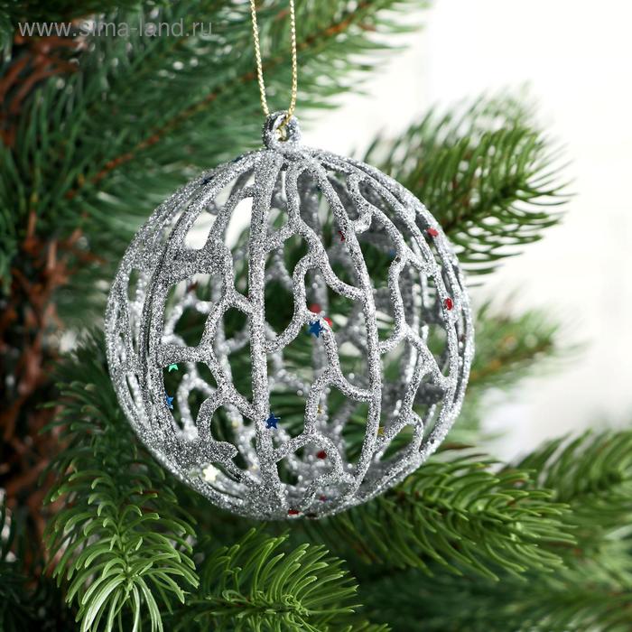 Ёлочные игрушки «Сфера блеска», шары новогодние, d=8 см, набор 2 шт., серебро, золото - Фото 1