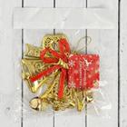 Украшение новогоднее "Колокольчик с бантиком и бубенчиками" 12х15 см, красно-золотой - Фото 2
