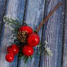Декор "Зимнее очарование" шишка ягоды зелень, 18 см - фото 320541684