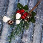 Декор "Зимнее очарование" шишки ягоды белые грибы, 25 см - фото 23782446