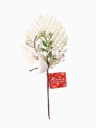 Еловая ветка декоративная «Зимнее волшебство. Очарование», с кружевом, 22 см (комплект 2 шт) - фото 60786039