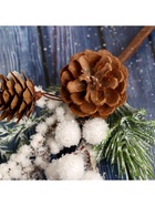 Еловая ветка декоративная «Зимнее волшебство. Очарование», белые ягоды, шишки, 24 см - Фото 3