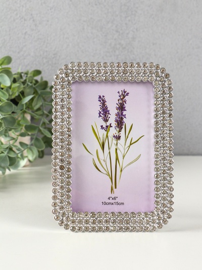 Фоторамка для фото 10×15 см «Пояс из страз», пластик под серебро, 17.5×12.5 см