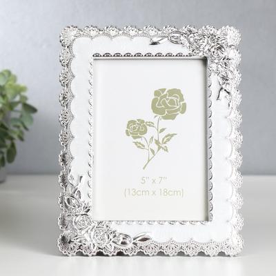 Фоторамка для фото 13×18 см «Розы с лентами», с белым, 22.5×17.5 см