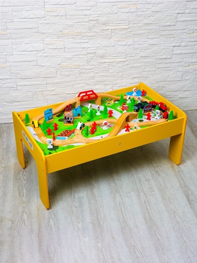 Железная дорога, 90 элементов, стол в комплекте, 100×55×40 см