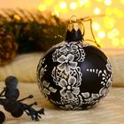 Ёлочный шар d-8 см "Белые цветочки" ручная роспись - фото 119688083