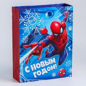 Пакет ламинат вертикальный "С Новым годом!", 31х40х11 см, Человек-паук