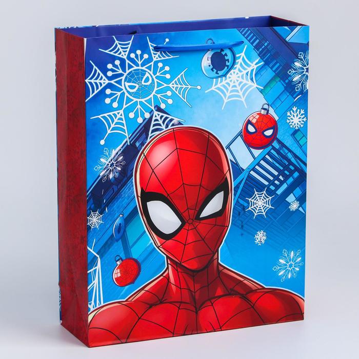 Пакет ламинированный вертикальный "С Новым годом!", 31 х 40 х 11 см, Человек-паук - Фото 1