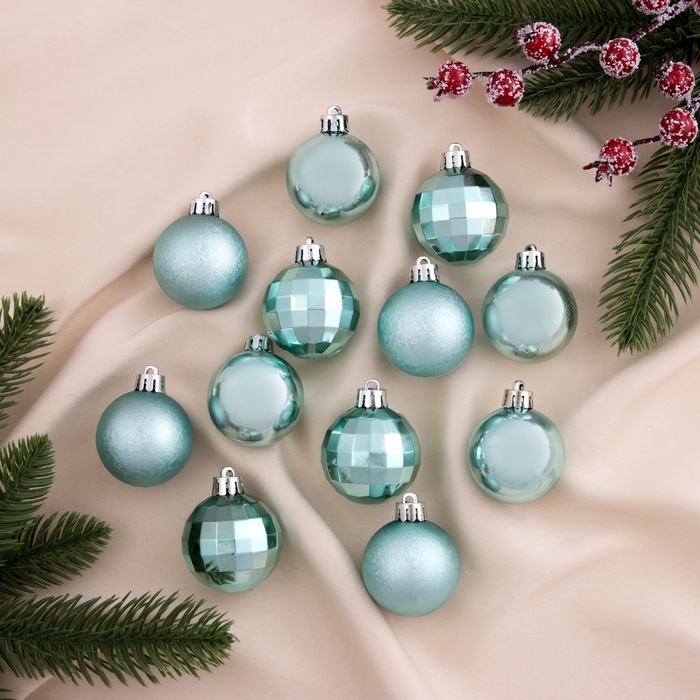 Ёлочные игрушки «Ассорти», шары новогодние, набор 12 шт., d=4 см - Фото 1