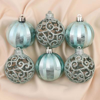 Ёлочные игрушки «Ажурный перелив», шары новогодние, набор 9 шт., d=6 см, зелёный